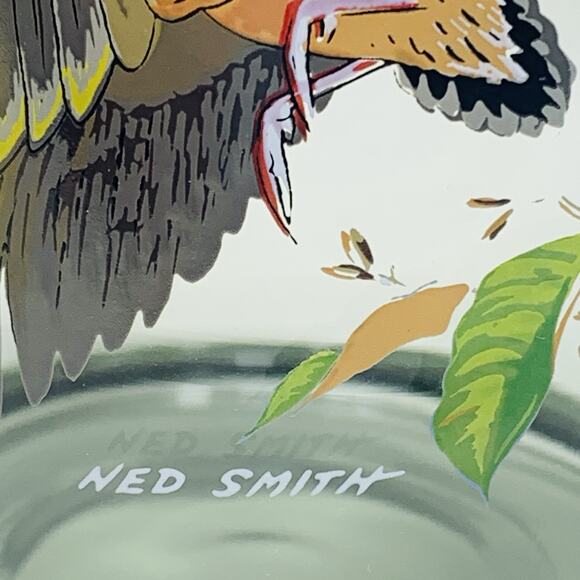 NED SMITH Double Lowball 12 oz Glass Set (4) Smoke Gold Rim Waterfowl Rocks EUC - Picture 10 of 10